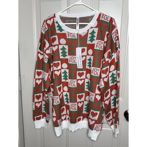 Dear Scarlett Sweater Womens 2X Multicolor Joyful Christmas Ugly Holiday Knit